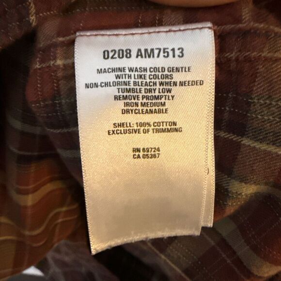 Columbia Men’s Med Flannel Shirt Red Orange Plaid Button Down Long Sleeve Grunge - Picture 4 of 6